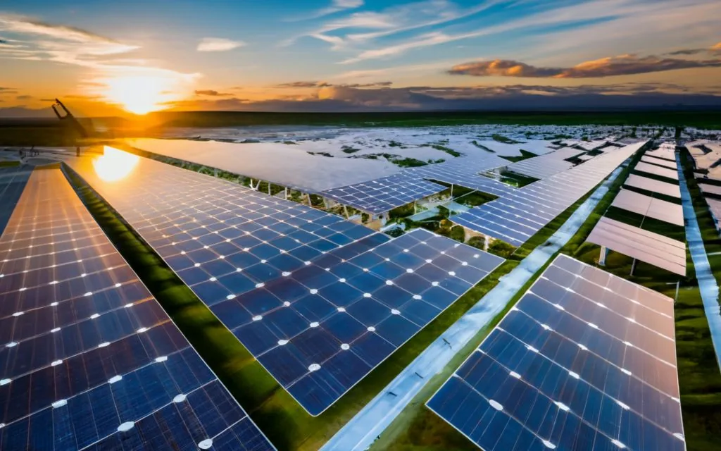 1 MW solar system at sunset