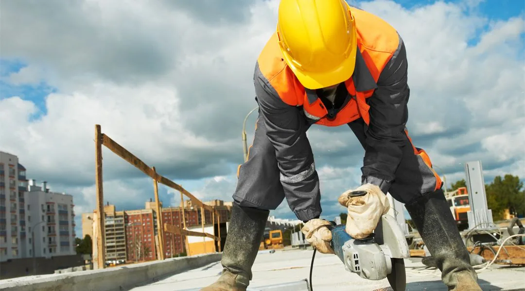 Building maintenance worker on site