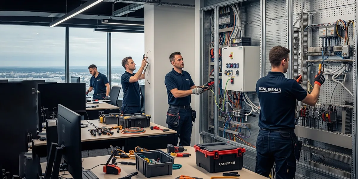Technicians in an electrical control room