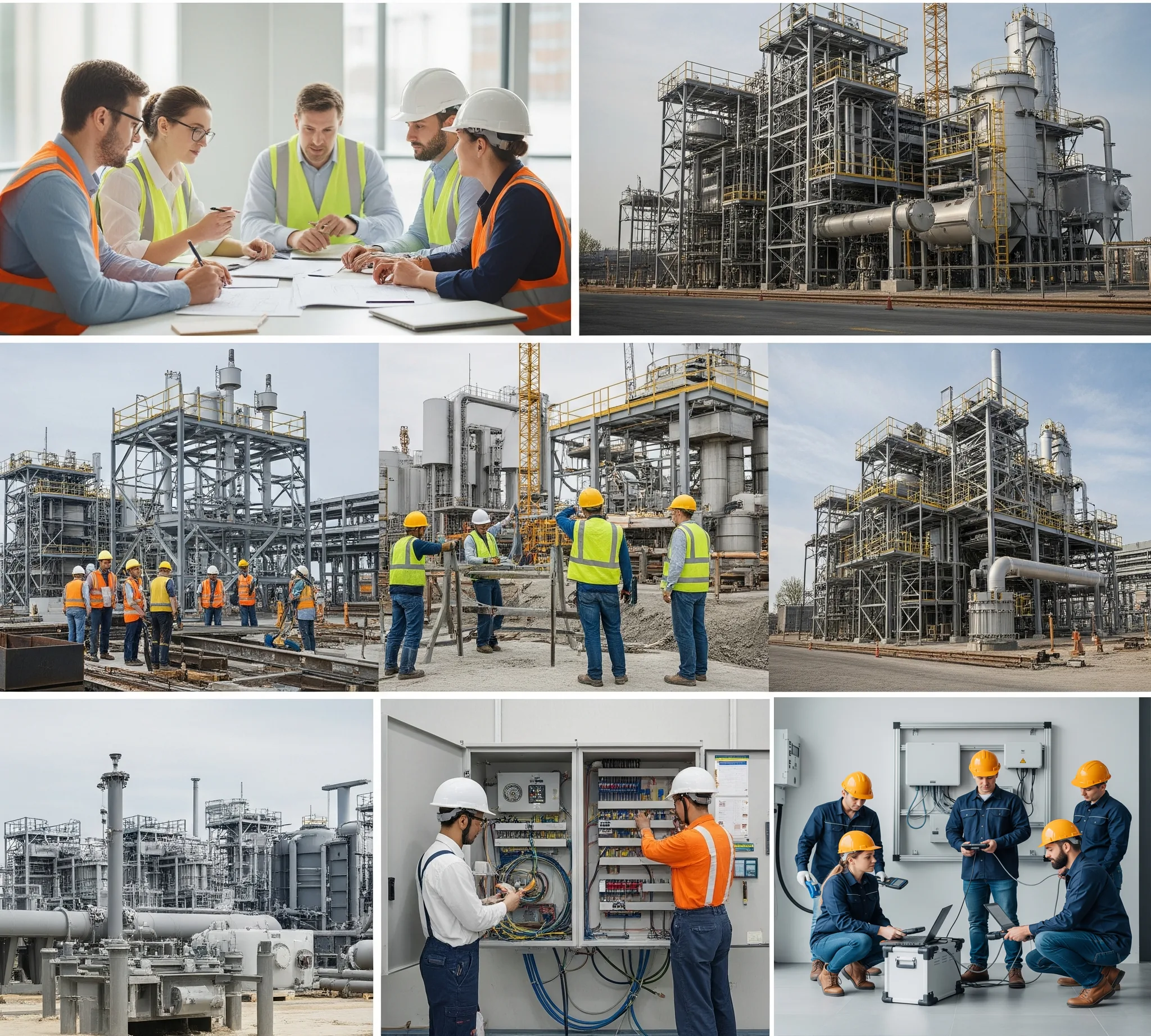 Industrial energy project teams on site
