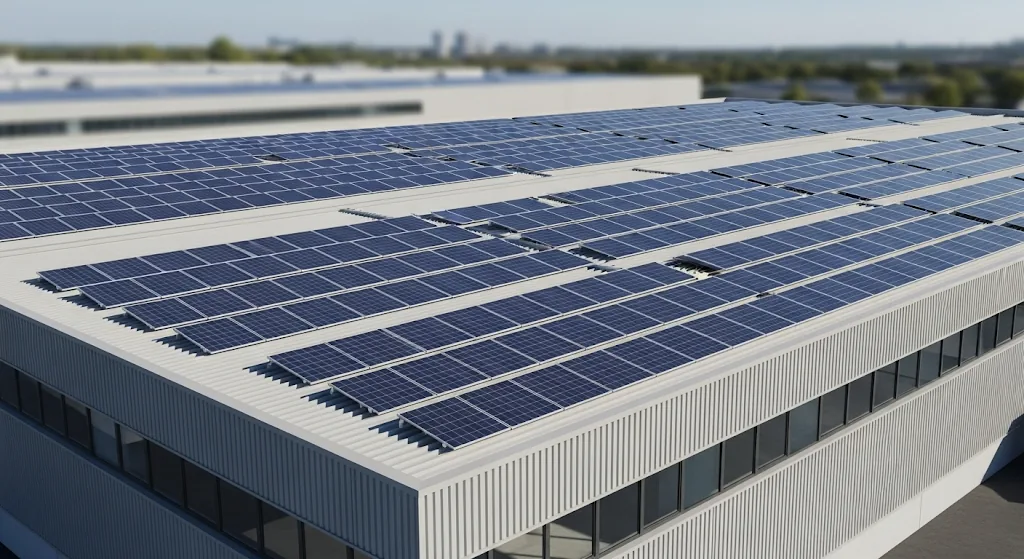 Industrial rooftop solar installation