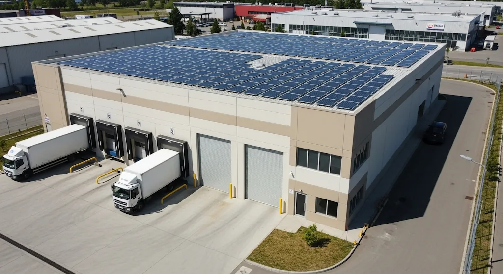 Logistics warehouse with rooftop solar