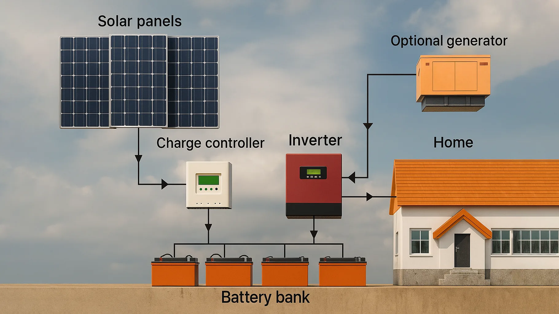 Off-grid solar system diagram