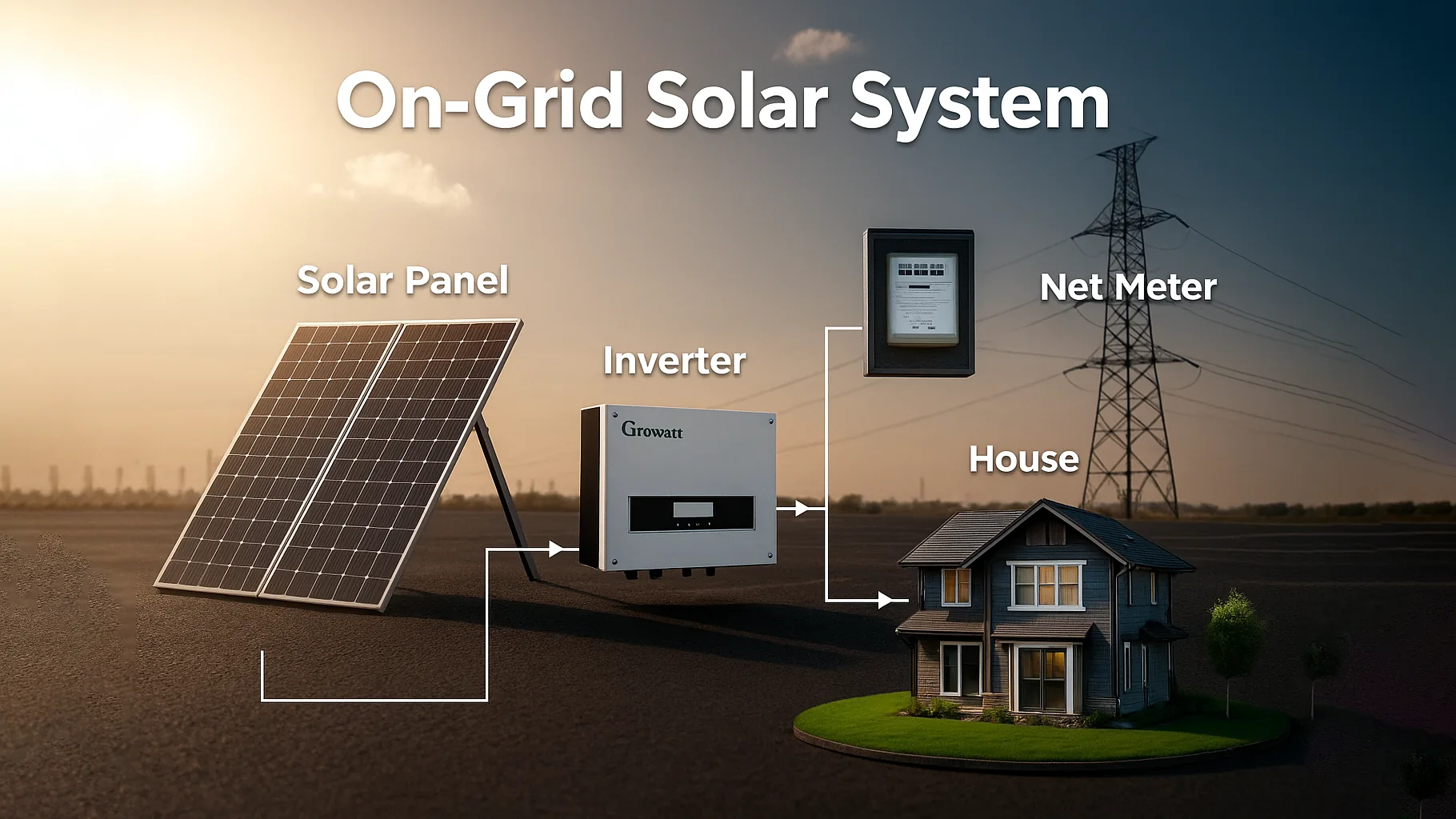 On-grid solar system diagram