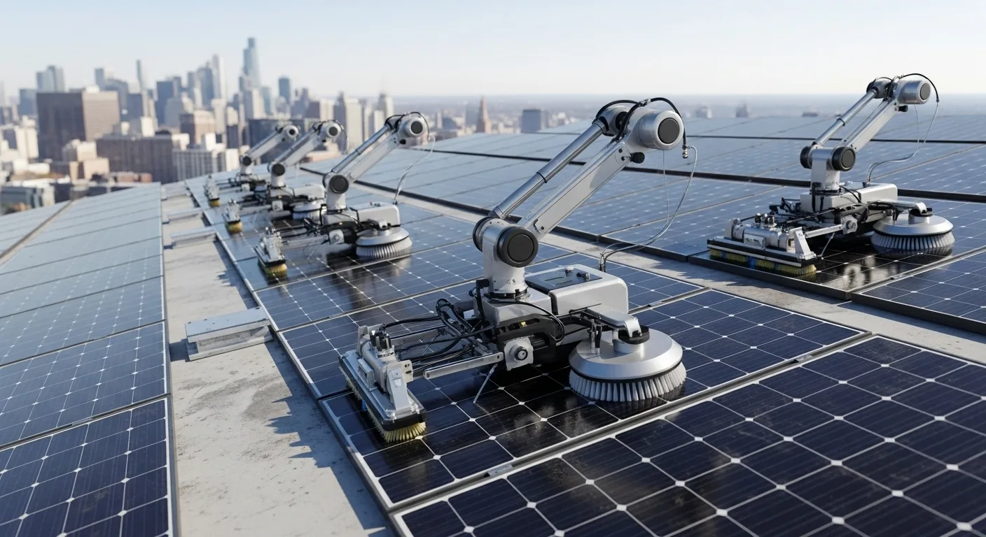 Robotic solar panel cleaning