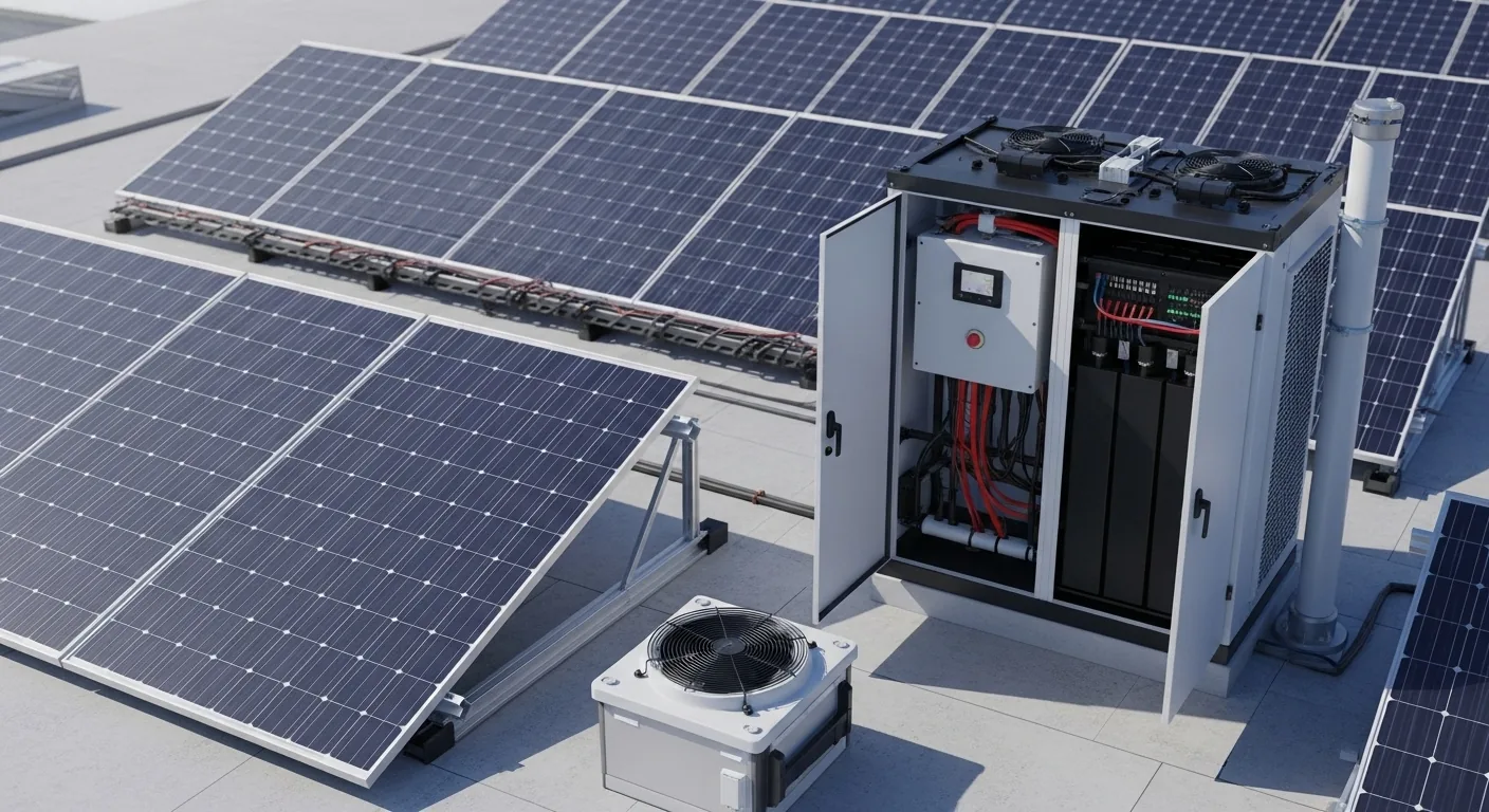Rooftop solar with battery storage cabinet