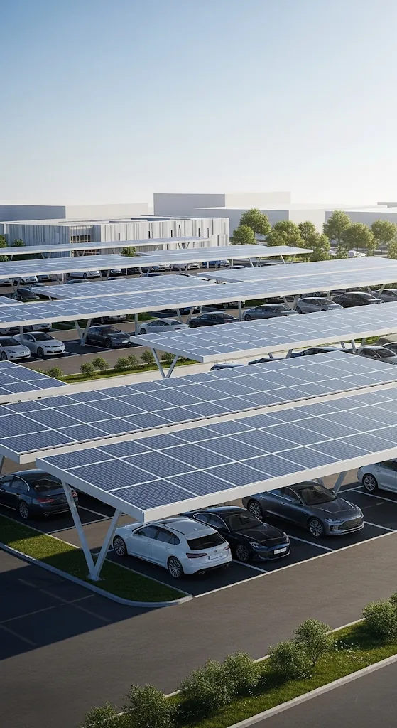 Solar carport parking structure