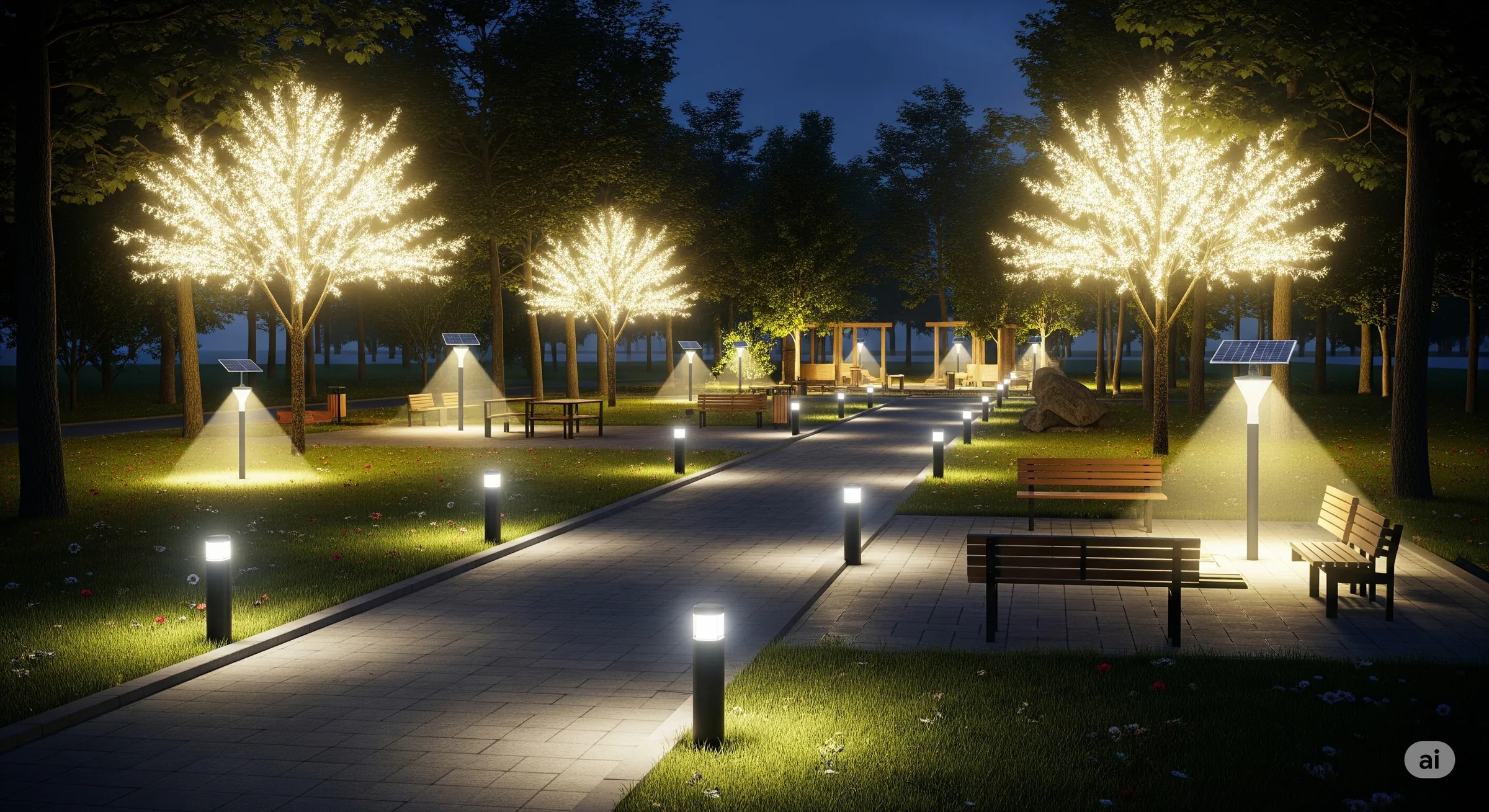 Solar-powered landscape lighting